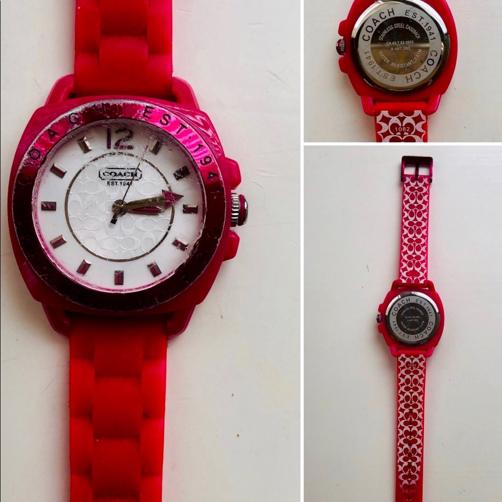 COACH, Hot Pink Watch - Rubber Band (very used)